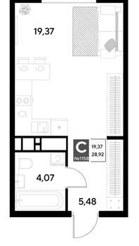 Студия квартира, строящийся дом, 29м2, 9/21 этаж