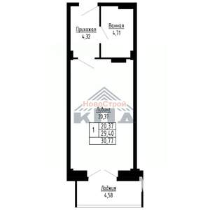 1-к квартира, строящийся дом, 31м2, 5/16 этаж