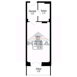 1-к квартира, строящийся дом, 31м2, 8/16 этаж