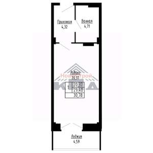 1-к квартира, строящийся дом, 31м2, 4/16 этаж