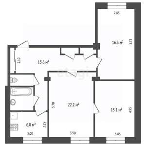 3-к квартира, вторичка, 83м2, 4/4 этаж