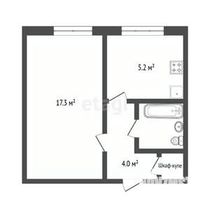 1-к квартира, вторичка, 30м2, 5/9 этаж