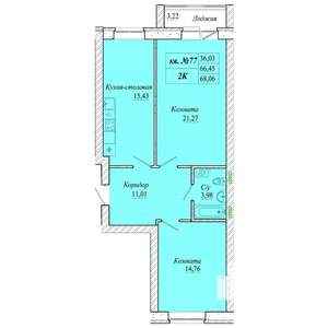 2-к квартира, вторичка, 68м2, 2/4 этаж