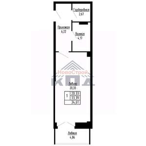 1-к квартира, вторичка, 35м2, 12/16 этаж