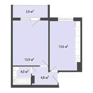 1-к квартира, строящийся дом, 36м2, 5/10 этаж