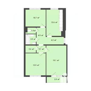 3-к квартира, строящийся дом, 76м2, 5/10 этаж