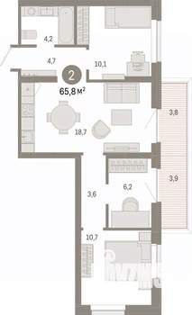 3-к квартира, вторичка, 66м2, 3/17 этаж