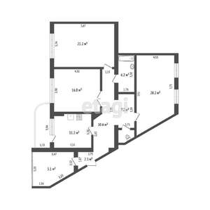 3-к квартира, вторичка, 106м2, 10/12 этаж