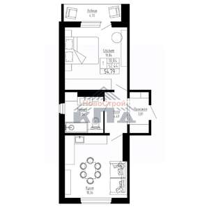 1-к квартира, строящийся дом, 55м2, 15/16 этаж