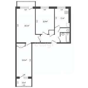 3-к квартира, вторичка, 63м2, 3/9 этаж