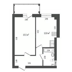 1-к квартира, вторичка, 38м2, 6/11 этаж