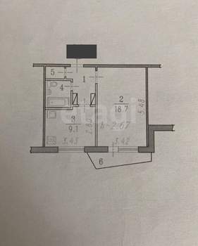 1-к квартира, вторичка, 37м2, 2/9 этаж