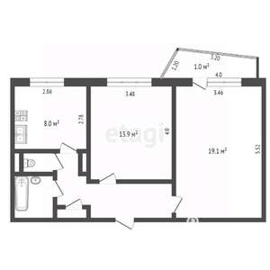 2-к квартира, вторичка, 52м2, 6/10 этаж