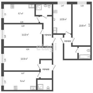 6-к квартира, вторичка, 283м2, 1/4 этаж