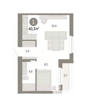 1-к квартира, вторичка, 40м2, 8/16 этаж