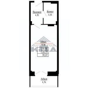 1-к квартира, строящийся дом, 30м2, 5/16 этаж
