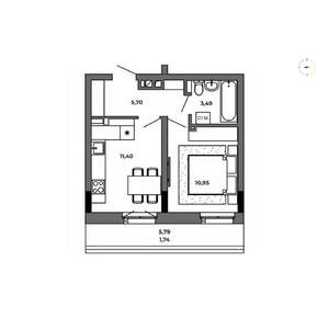 1-к квартира, строящийся дом, 33м2, 8/8 этаж