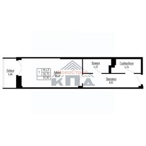 1-к квартира, строящийся дом, 38м2, 6/16 этаж