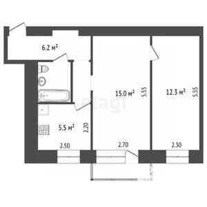 2-к квартира, вторичка, 42м2, 2/4 этаж