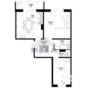 2-к квартира, строящийся дом, 68м2, 5/8 этаж
