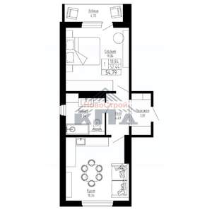 1-к квартира, вторичка, 55м2, 12/16 этаж
