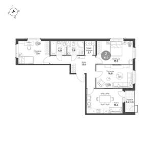 3-к квартира, вторичка, 83м2, 4/7 этаж