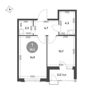 1-к квартира, вторичка, 39м2, 10/11 этаж