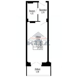 1-к квартира, строящийся дом, 27м2, 12/16 этаж
