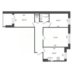 3-к квартира, вторичка, 64м2, 7/9 этаж