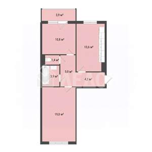 2-к квартира, вторичка, 55м2, 4/10 этаж