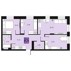 3-к квартира, вторичка, 87м2, 4/9 этаж