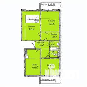 3-к квартира, строящийся дом, 77м2, 2/10 этаж