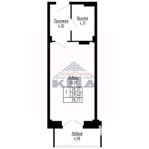 1-к квартира, строящийся дом, 31м2, 10/16 этаж