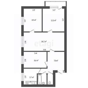 4-к квартира, вторичка, 61м2, 5/5 этаж