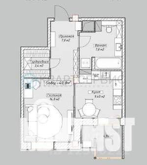 1-к квартира, вторичка, 40м2, 11/19 этаж