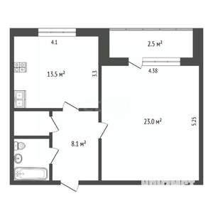 1-к квартира, сданный дом, 50м2, 2/16 этаж