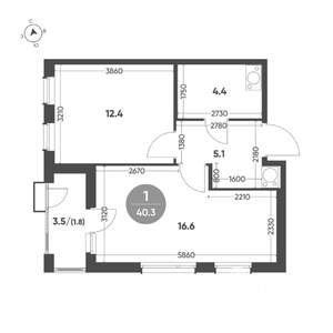 1-к квартира, вторичка, 40м2, 7/11 этаж