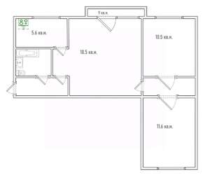 3-к квартира, вторичка, 55м2, 3/3 этаж