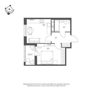 1-к квартира, строящийся дом, 40м2, 12/12 этаж