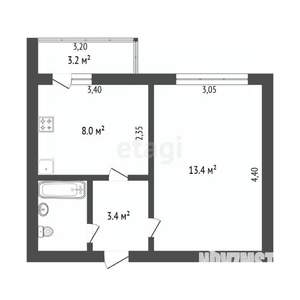 1-к квартира, вторичка, 29м2, 4/5 этаж