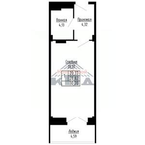 1-к квартира, строящийся дом, 30м2, 6/16 этаж