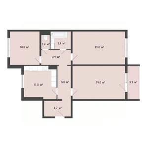 3-к квартира, строящийся дом, 80м2, 3/10 этаж
