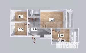 3-к квартира, вторичка, 66м2, 8/9 этаж