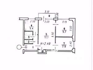 3-к квартира, вторичка, 47м2, 3/5 этаж
