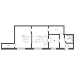 3-к квартира, вторичка, 70м2, 1/5 этаж