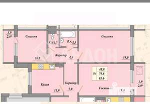 3-к квартира, вторичка, 80м2, 4/16 этаж