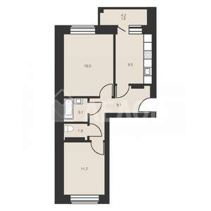 2-к квартира, вторичка, 51м2, 8/9 этаж
