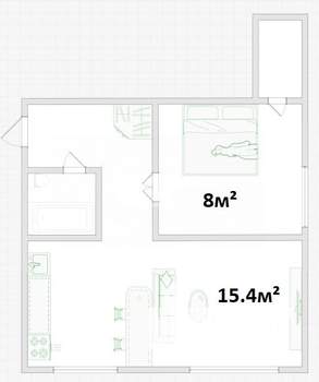 1-к квартира, вторичка, 31м2, 4/5 этаж