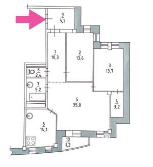 3-к квартира, вторичка, 103м2, 3/9 этаж