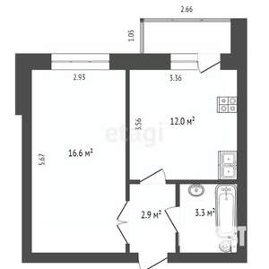1-к квартира, вторичка, 36м2, 4/6 этаж